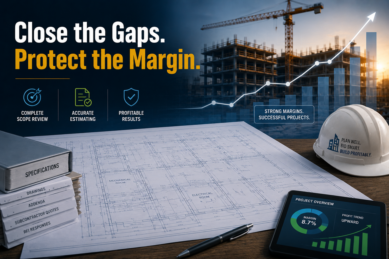 Construction estimating scope review process helping contractors protect profit margins through complete bid reviews, accurate estimating, and improved project profitability.