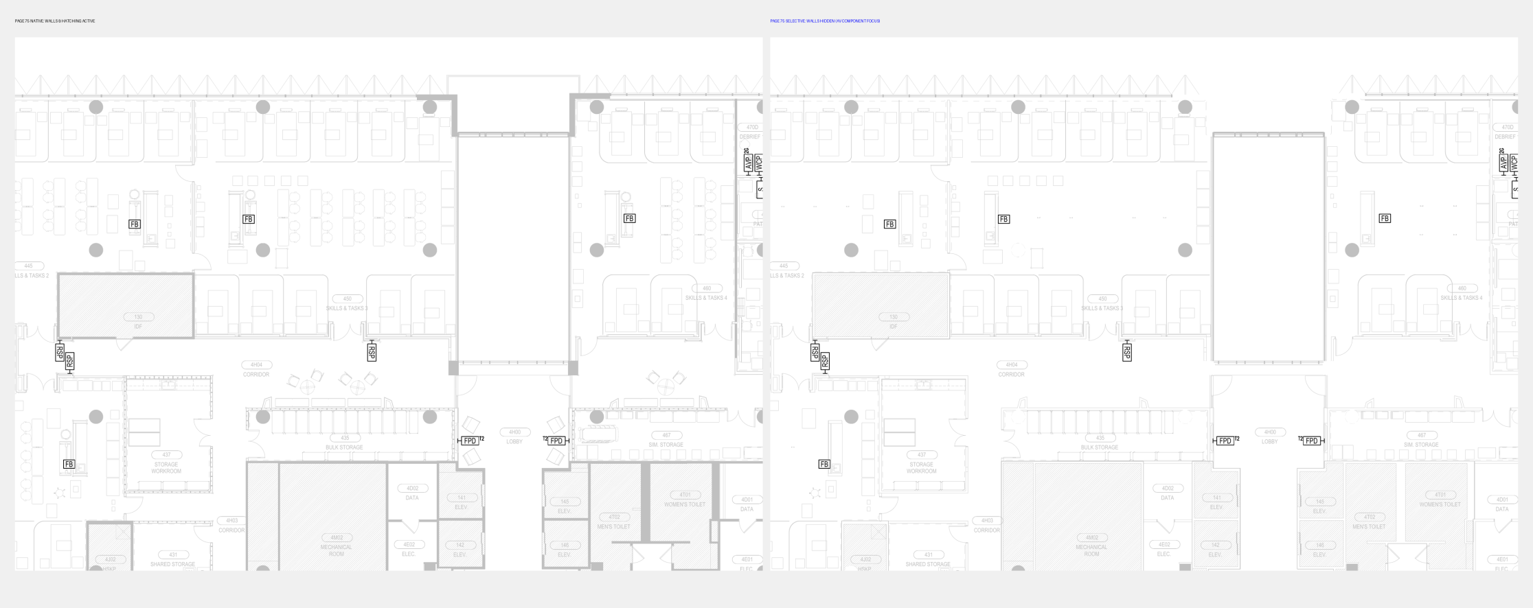 Low and high resolution construction drawing comparison